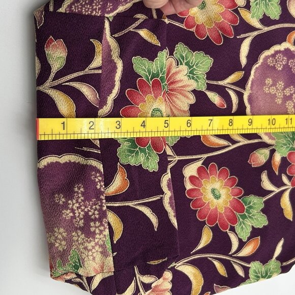 Boho Hippie Shoulder Tote Bag Purple Floral Hobo Style Fabric No Closure - Picture 4 of 10